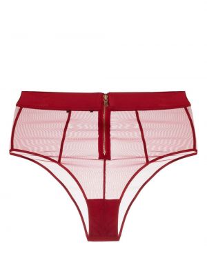 Pantalon culotte taille haute transparent Kiki De Montparnasse rouge