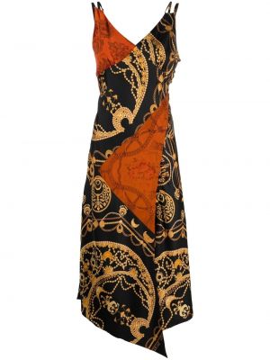 Rochie de mătase cu imagine Marine Serre negru