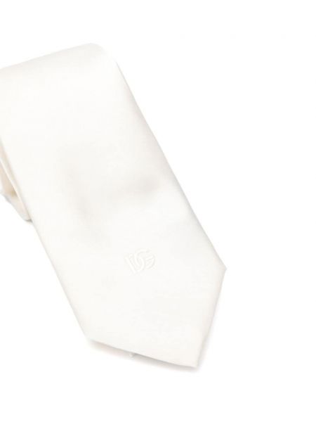 Jedwabny krawat Dolce And Gabbana biały