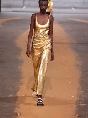 Bőr hosszú ruha Gabriela Hearst aranyszínű