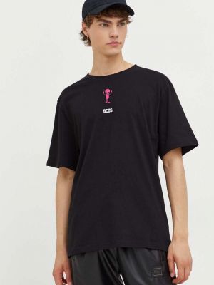 Памучна тениска с дълъг ръкав с апликация Gcds черно