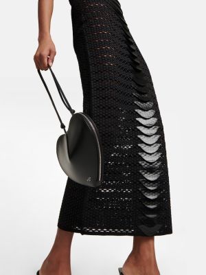 Sukienka midi z siateczką koronkowa Alaã¯a czarna