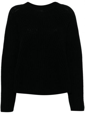 Вълнен пуловер с кръгло деколте Allude черно
