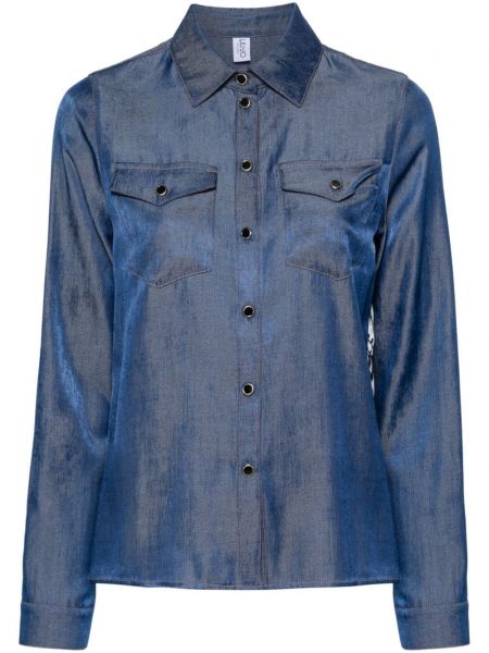 Satynowa koszula jeansowa Liu Jo niebieska