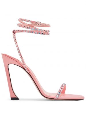 Satenske sandale s kristalima Pīferi ružičasta