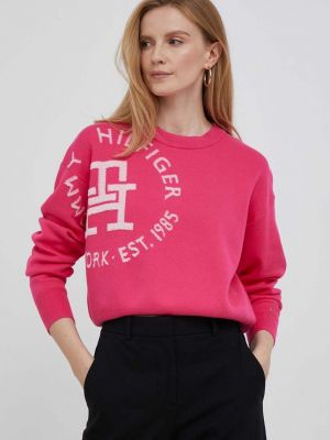 Bavlněný svetr Tommy Hilfiger růžový