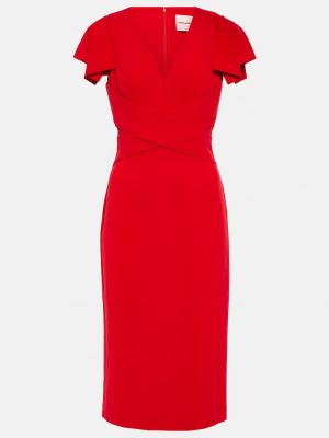 Midi šaty s výstřihem do v z polyesteru na párty Roland Mouret - červená