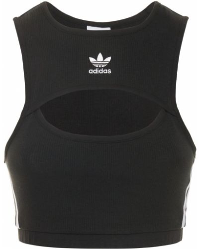 Bavlněný přiléhavý tank top Adidas Originals černý