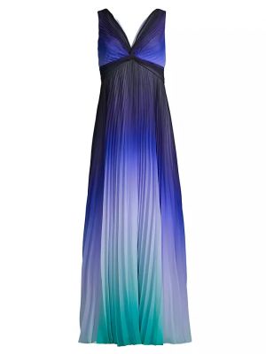 Плиссированное длинное платье Ungaro синее