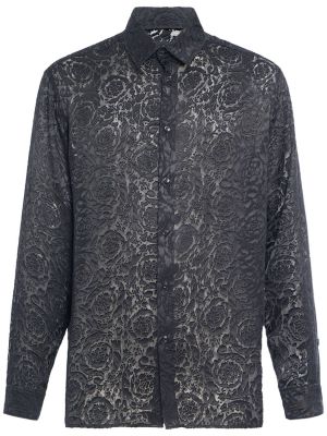 Svilena košulja od viskoze Versace crna