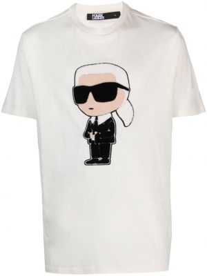 Kokvilnas t-krekls ar apdruku Karl Lagerfeld balts