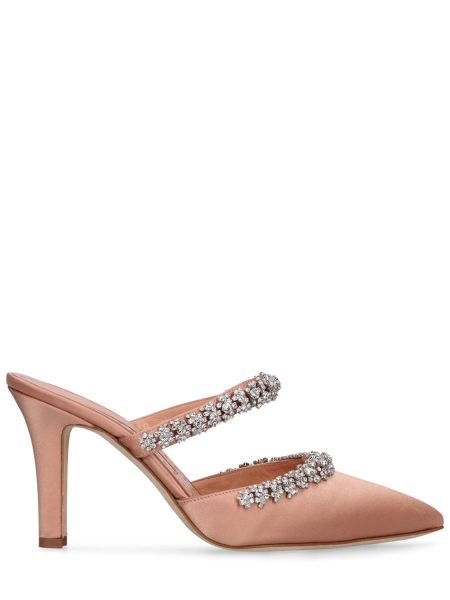 Mules de raso de cristal Manolo Blahnik