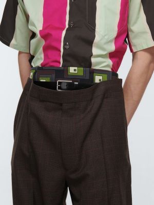 Volnene hlače s karirastim vzorcem Prada rjava