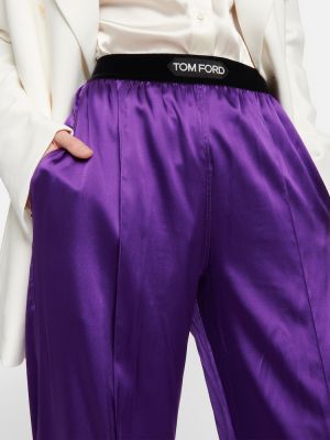 Hedvábné kalhoty Tom Ford fialové