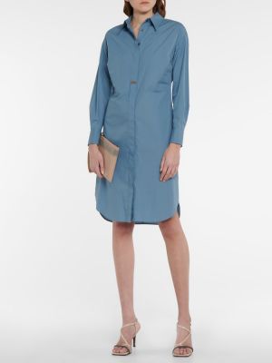 Bavlněné midi šaty Brunello Cucinelli modré