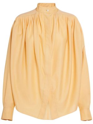 Drapovaná bavlněná košile s dlouhými rukávy Etro žlutá