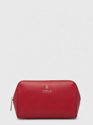 Usnjena kozmetična torbica Furla rdeča