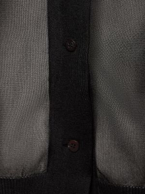 Top na guziki z długim rękawem z siateczką Yohji Yamamoto czarny