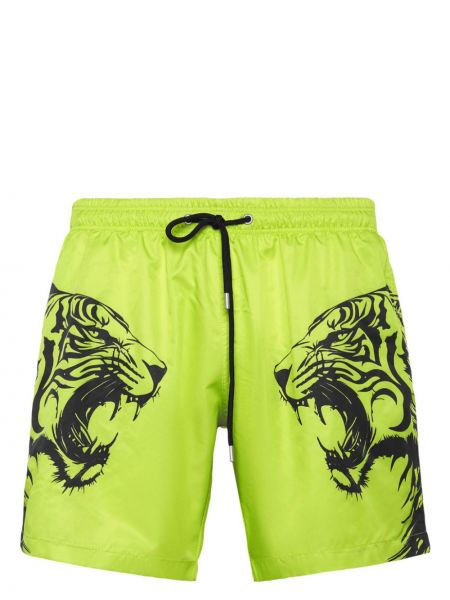 Športne kratke hlače s potiskom s tigrastim vzorcem Plein Sport rumena