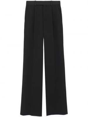 Voľné vlnené rovné nohavice Saint Laurent čierna