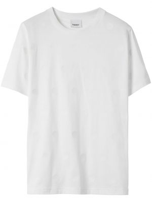 Памучна тениска на точки с принт Burberry бяло