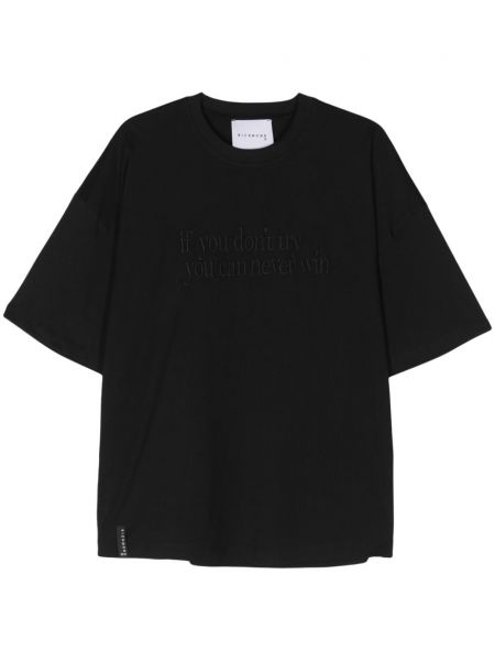 T-shirt brodé avec imprimé slogan John Richmond noir