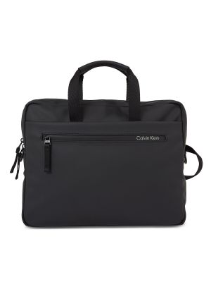 Torba na laptopa slim fit bawełniana Calvin Klein czarna