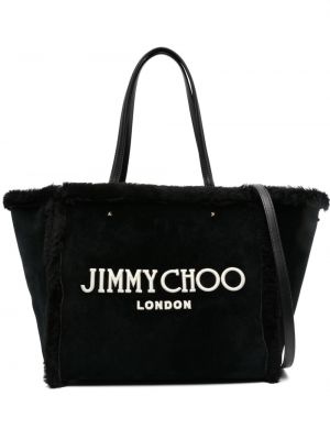 Geantă shopper din piele de căprioară Jimmy Choo negru
