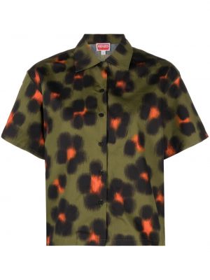 Риза с принт с леопардов принт Kenzo зелено