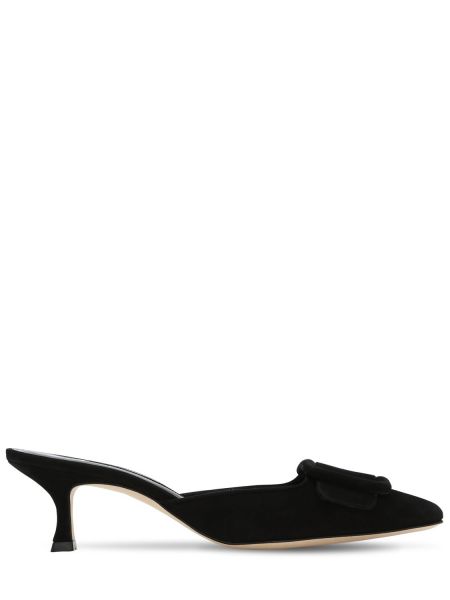 Mules de ante Manolo Blahnik negro