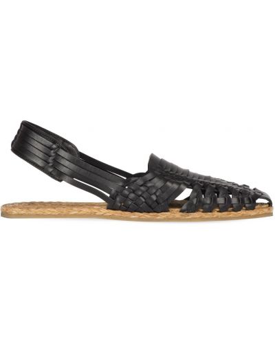 Sandały skórzane Saint Laurent czarne