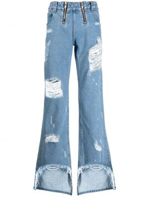 Niebieskie jeansy dzwony z dziurami Gmbh