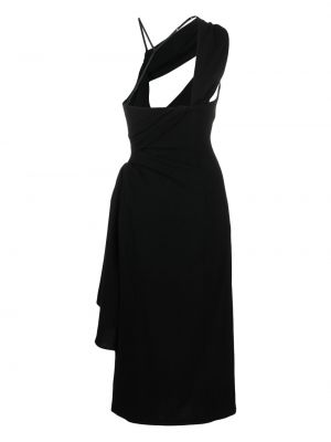 Drapované asymetrické koktejlové šaty Jacquemus černé