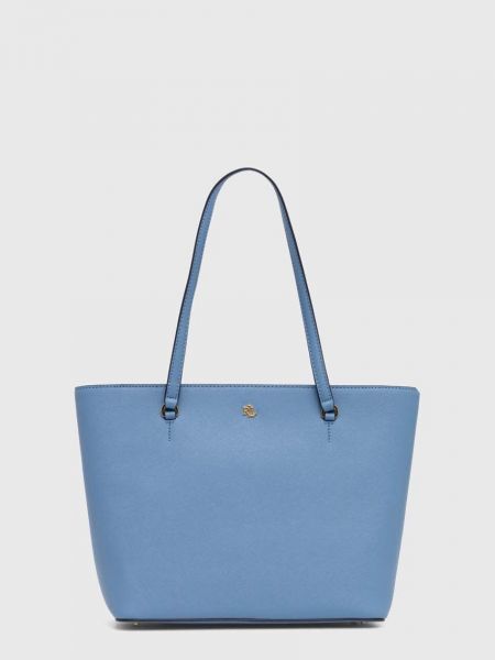 Kožna torbica Lauren Ralph Lauren plava