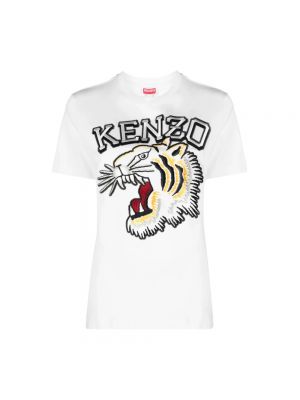 Haftowana koszulka bawełniana w tygrysie prążki Kenzo