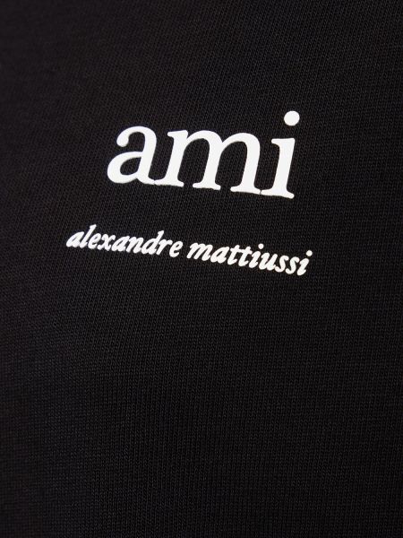 T-shirt di cotone in jersey Ami Paris nero