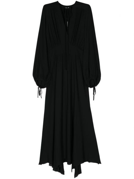 Asimetriska maksi kleita ar v veida izgriezumu Dondup melns