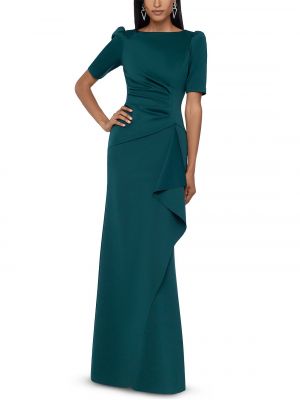 Платье-трапеция с рюшами Xscape зеленое