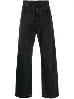 Βαμβακερό παντελόνι σε φαρδιά γραμμή Carhartt Wip μαύρο
