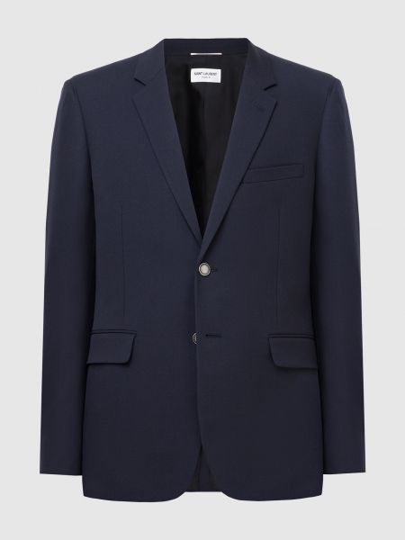 Шерстяной пиджак Saint Laurent синий