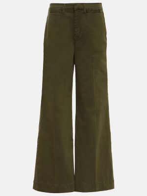 Pantaloni din bumbac cu croială lejeră Frame verde
