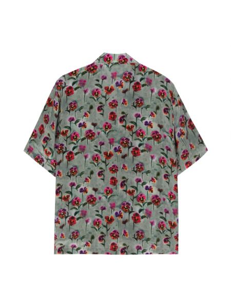 Camisa de raso de flores Séfr verde