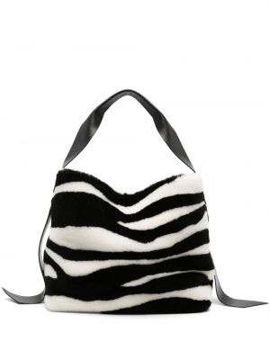 Kožená nákupná taška s potlačou so vzorom zebry Jil Sander