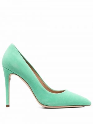 Велурени полуотворени обувки Ferragamo зелено