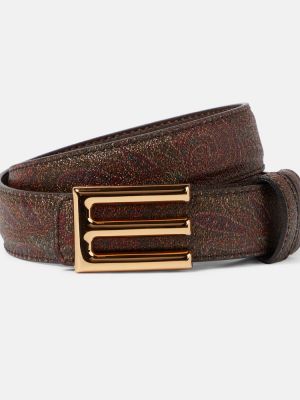 Cinturón de cuero con estampado de cachemira de cuero sintético Etro marrón