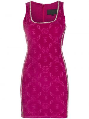 Mini vestido de tejido jacquard Philipp Plein rosa