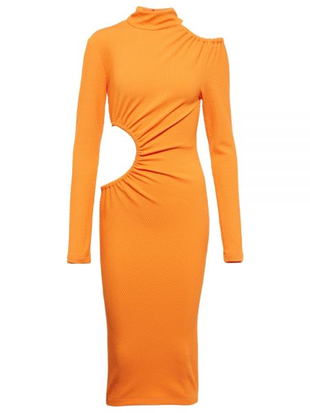 Трикотажное платье миди с вырезом Rotate Birger Christensen, оранжевое
