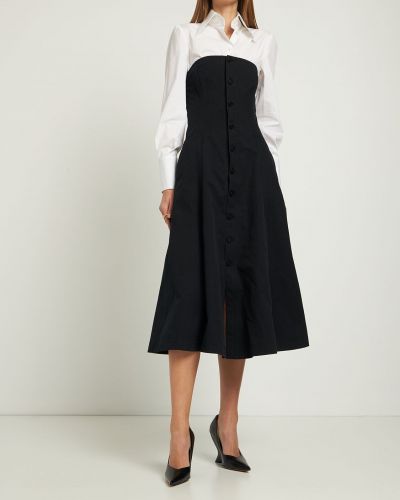 Памучна миди рокля Ralph Lauren Collection черно