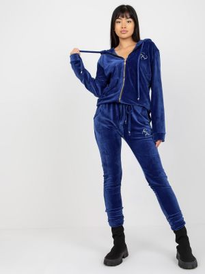 Veliūrinis džemperis Fashionhunters mėlyna