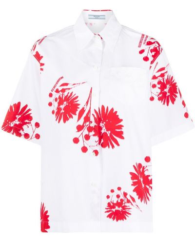 Camisa de flores con estampado Prada blanco